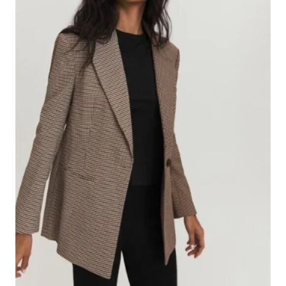 Something Navy Jackets & Blazers - Something Navy Lennon Brown Two Toned Houndstooth Blazer Size Medium